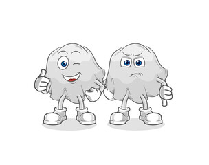 ghost thumbs up and thumbs down. cartoon mascot vector