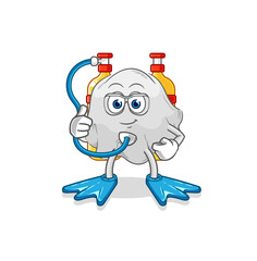 ghost diver cartoon. cartoon mascot vector