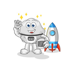 ghost astronaut waving character. cartoon mascot vector