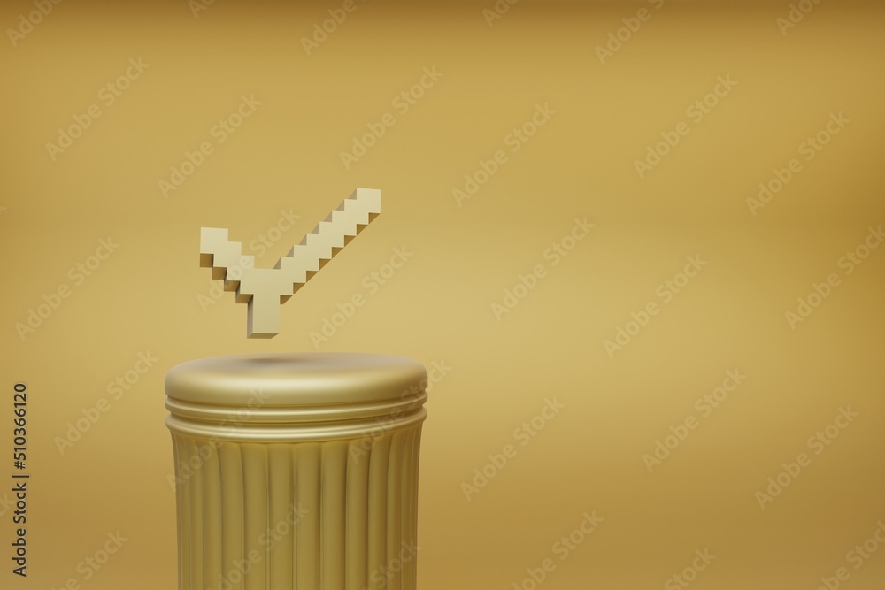 Fototapete beautiful abstract illustrations golden golden pixel check symbol icons on a golden column and wonde