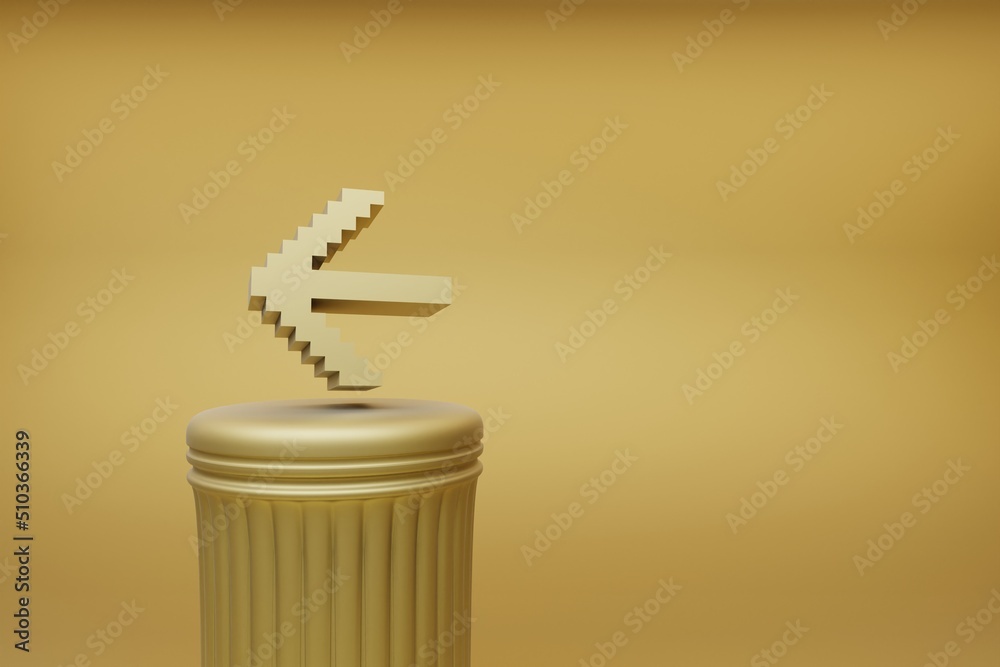 Fototapete beautiful abstract illustrations golden golden pixel arrow left symbol icons on a golden column and 