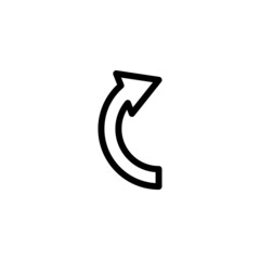 Right arrow semicircle icon vector. suitable for reload icon, ui-ux, web, website, start up, pixel perfect. line icon style. Simple design illustration editable