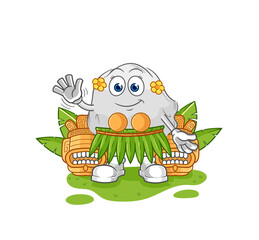 ghost hawaiian waving character. cartoon mascot vector