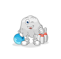 ghost play bowling illustration. character vector