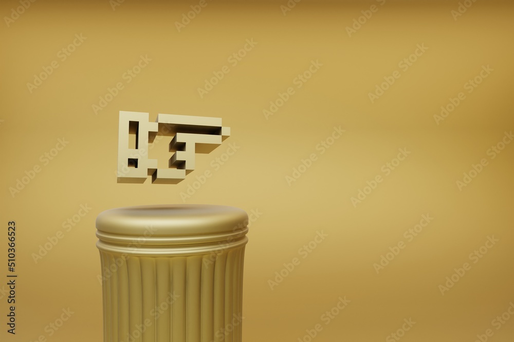 Fototapete beautiful abstract illustrations golden golden pixel arrow hand right symbol icons on a golden colum