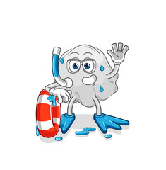 ghost swimmer with buoy mascot. cartoon vector