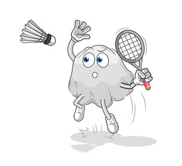 ghost smash at badminton cartoon. cartoon mascot vector