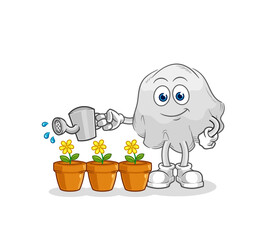 ghost watering the flowers mascot. cartoon vector