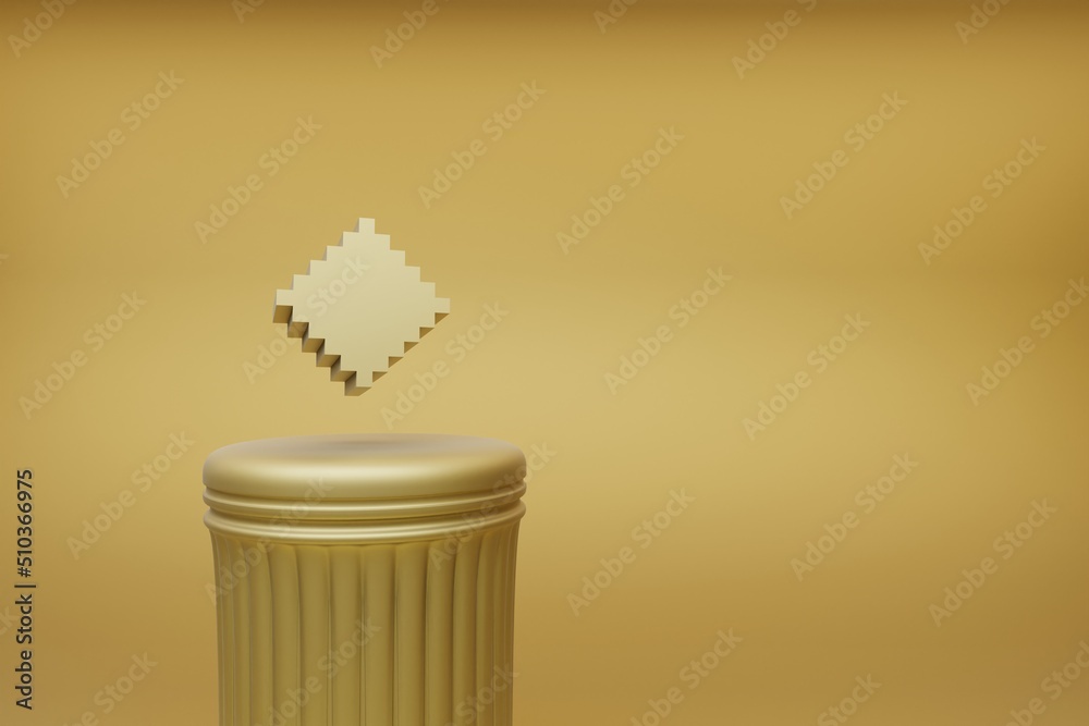 Leinwandbilder beautiful abstract illustrations golden golden pixel diamonds symbol icons on a golden column and wo