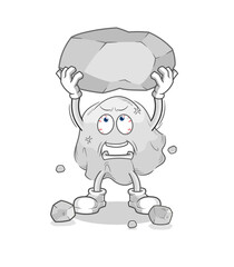 ghost lifting rock cartoon character vector