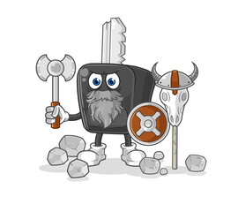 car key viking with an ax illustration. character vector