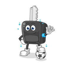 car key playing soccer illustration. character vector