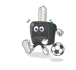 car key kicking the ball cartoon. cartoon mascot vector