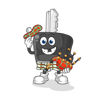 recommend clip art: car key scottish with bagpipes vector. cartoon character