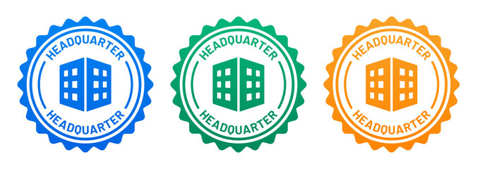 Headquarter stamp vector sign. Building icon for company headquarters concept.