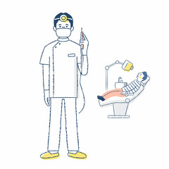 歯科医師と診察台に座る患者