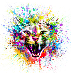 Colorful illustration of puma on black background © reznik_val