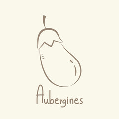 Aubergines vector. Aubergines doodle logo design. Aubergines symbol.