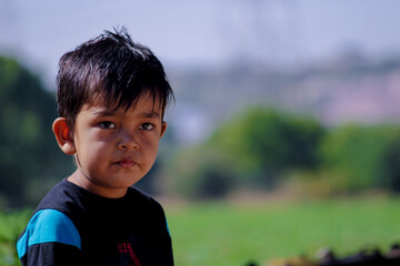 Indian boy portrait close up view,asia little boy smiling portraita four year old Indian boy,