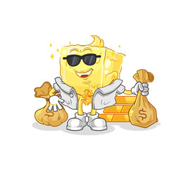 butter rich character. cartoon mascot vector