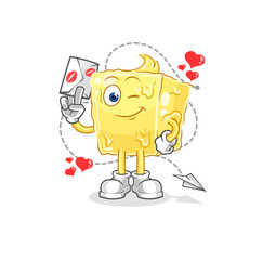 butter hold love letter illustration. character vector