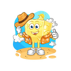butter go on vacation. cartoon mascot vector