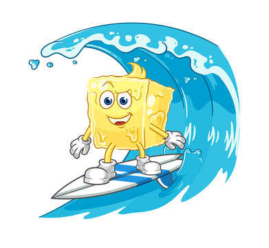 recommend clip art: butter surfing character. cartoon mascot vector