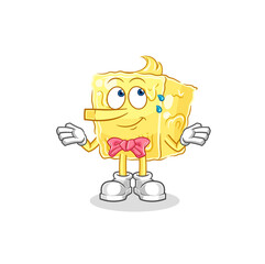 butter lie like Pinocchio character. cartoon mascot vector