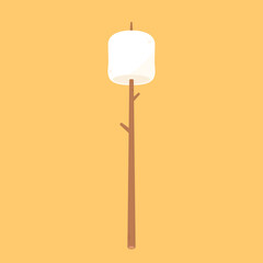 Marshmallow stick. Marshmallow logo design. White Marshmallow icon.