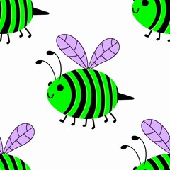 Kids seamless bee pattern for fabrics and packaging and gifts and cards and linens and wrapping paper