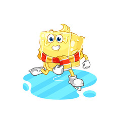 butter ice skiing cartoon. character mascot vector