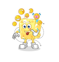 sponge laugh and mock character. cartoon mascot vector