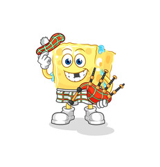 sponge scottish with bagpipes vector. cartoon character