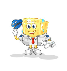 sponge pilot mascot. cartoon vector