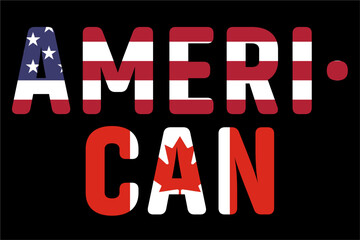 USA Canada Flag Canadian American Flags T-Shirt