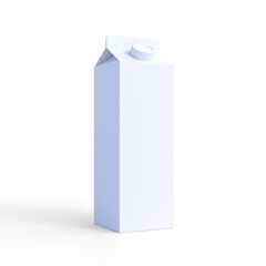 Milk carton pack on a white background. Dairy products concept. Mockup template. 3d rendering 3d illustration