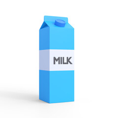 Milk carton pack on a white background. Dairy products concept. Mockup template. 3d rendering 3d illustration