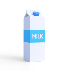 Milk carton pack on a white background. Dairy products concept. Mockup template. 3d rendering 3d illustration
