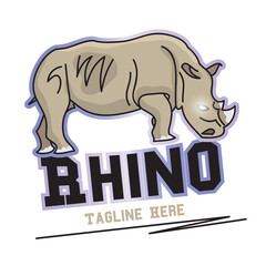Rhino animal logo vector illustration with dummy text on white background. E-sport Logo.