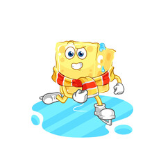 sponge ice skiing cartoon. character mascot vector