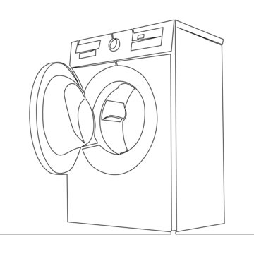 recommend clip art: Continuous line drawing washing machine household concept