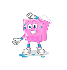 mattress stretching character. cartoon mascot vector