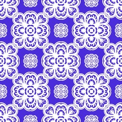 Fototapeta premium Seamless pattern flower with mandala, vintage decorative elements, vintage decorative elements illustration, Ethnic mandala with colorful tribal ornaments