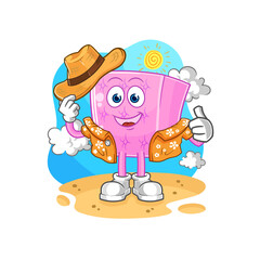 mattress go on vacation. cartoon mascot vector