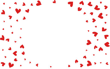 Fototapeta na wymiar Red Hearts Vector White Backgound. Fly Papercut