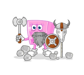 mattress viking with an ax illustration. character vector