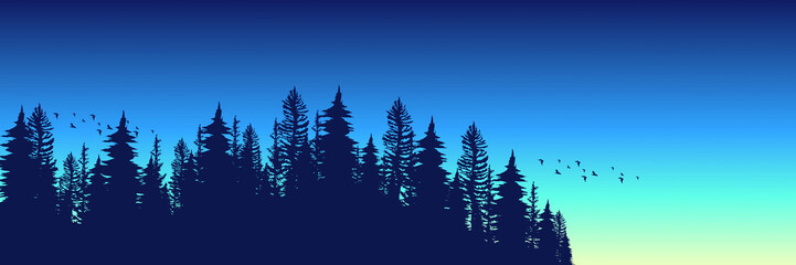 landscape mountain forest silhouette flat design vector illustration good for wallpaper, background, backdrop, banner, tourism, travel, and design template