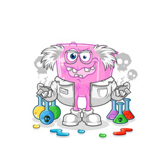 mattress mad scientist illustration. character vector