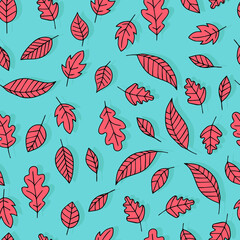 autumn leaves vector seamless pattern. background for fabrics, prints, packaging and postcards