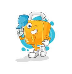 padlock young boy character cartoon